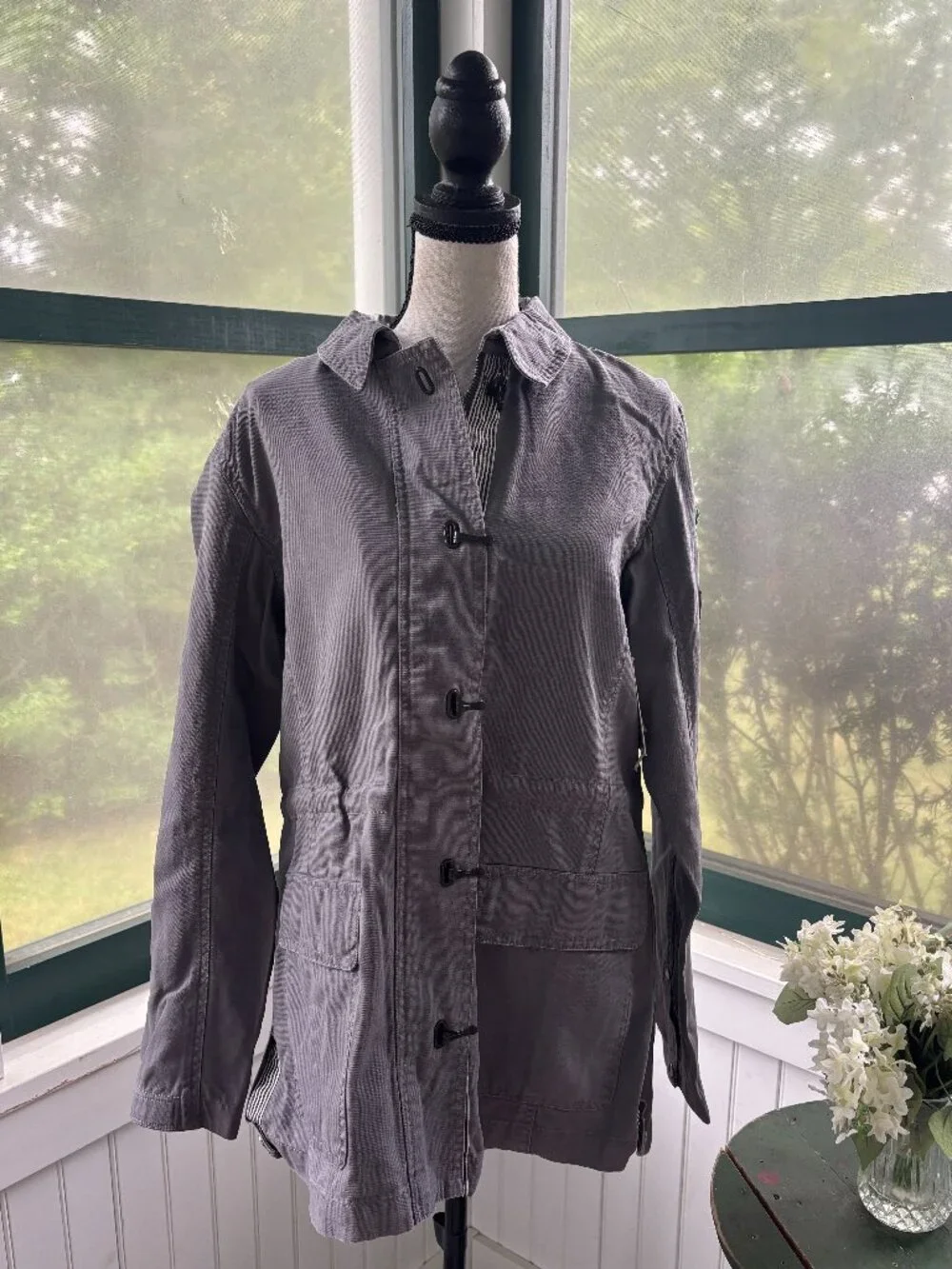 Lakegirl Grey Deck Jacket with Embroidered Patches Medium NWT